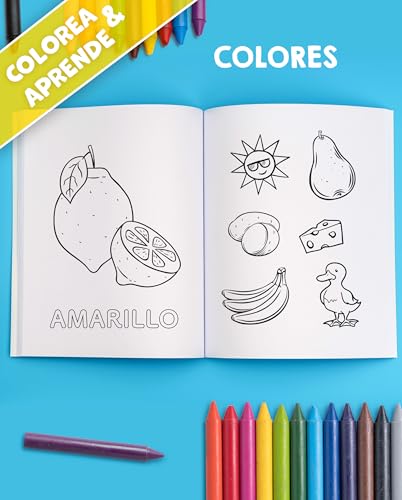 Mi primer gran libro para colorear educativo para niños de 2 a 4 años: Colorea y aprende animales, letras, números y formas