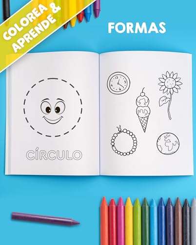 Mi primer gran libro para colorear educativo para niños de 2 a 4 años: Colorea y aprende animales, letras, números y formas