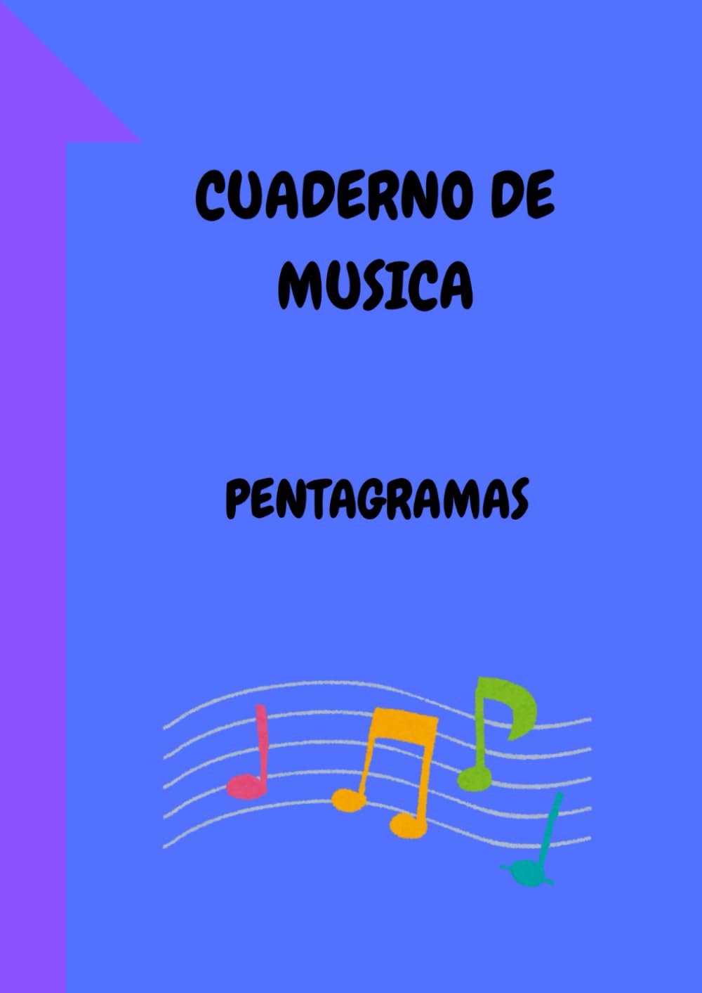 Cuaderno de musica con pentagramas y hojas de acordes para guitarra: contiene acordes básicos para guitarra