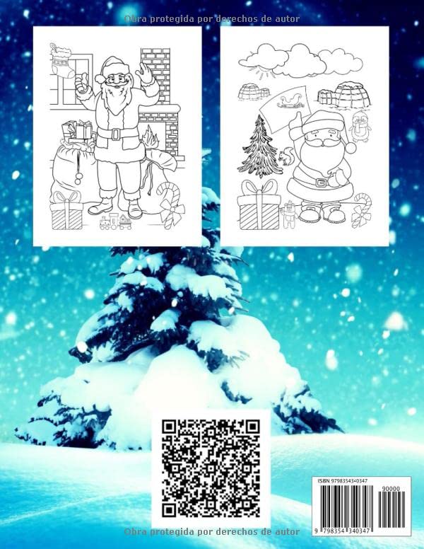 Libro de colorear para niños Navidad 4-8 años Vol.1: 52 imágenes navideñas únicas de renos, elfos, Papá Noel, muñecos de nieve y familias celebrando. Colorea estos dibujos según tu fantasía!