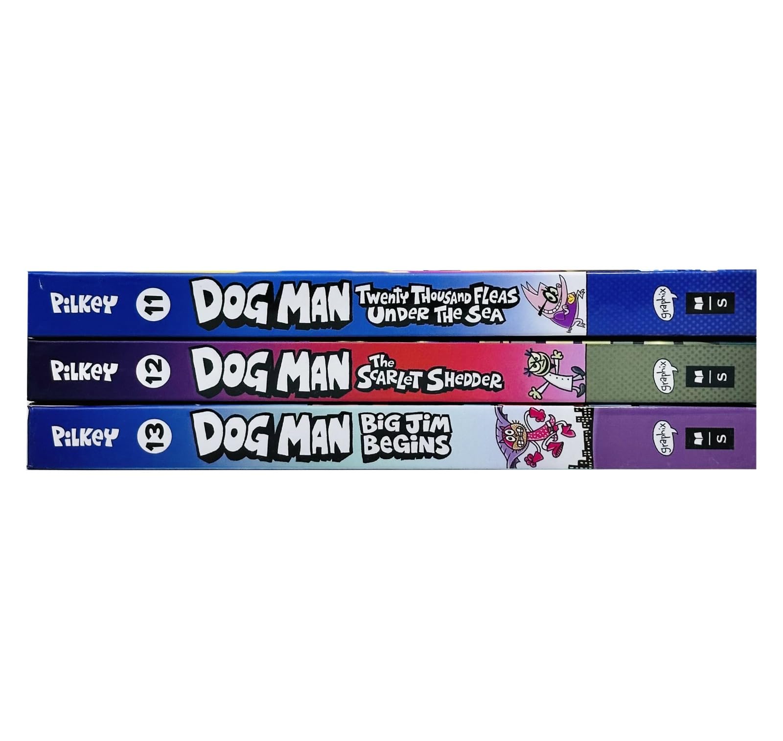 Dog Man Series 11-13 Collection 3 Books Set By Dav Pilkey (Twenty Thousand Fleas Under the Sea, The Scarlet Shedder & Big Jim Begins)