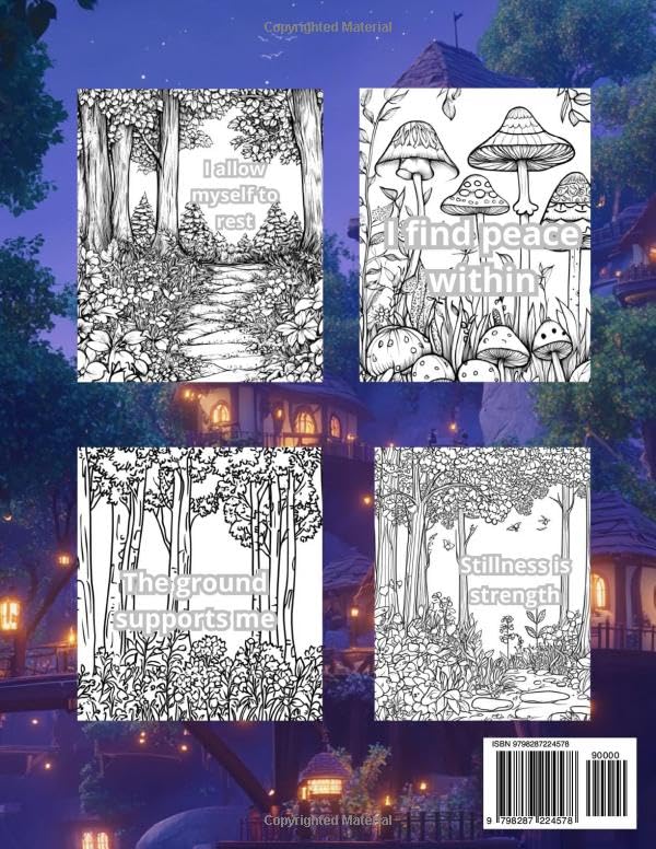 Magic Forest Coloring Book: With phrases to relieve stress
