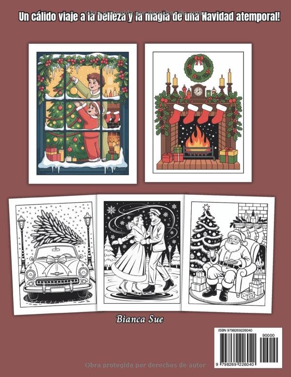 Navidad Vintage Libro para Colorear: 50 Páginas con Encantadoras Escenas Invernales para Adultos y Adolescentes