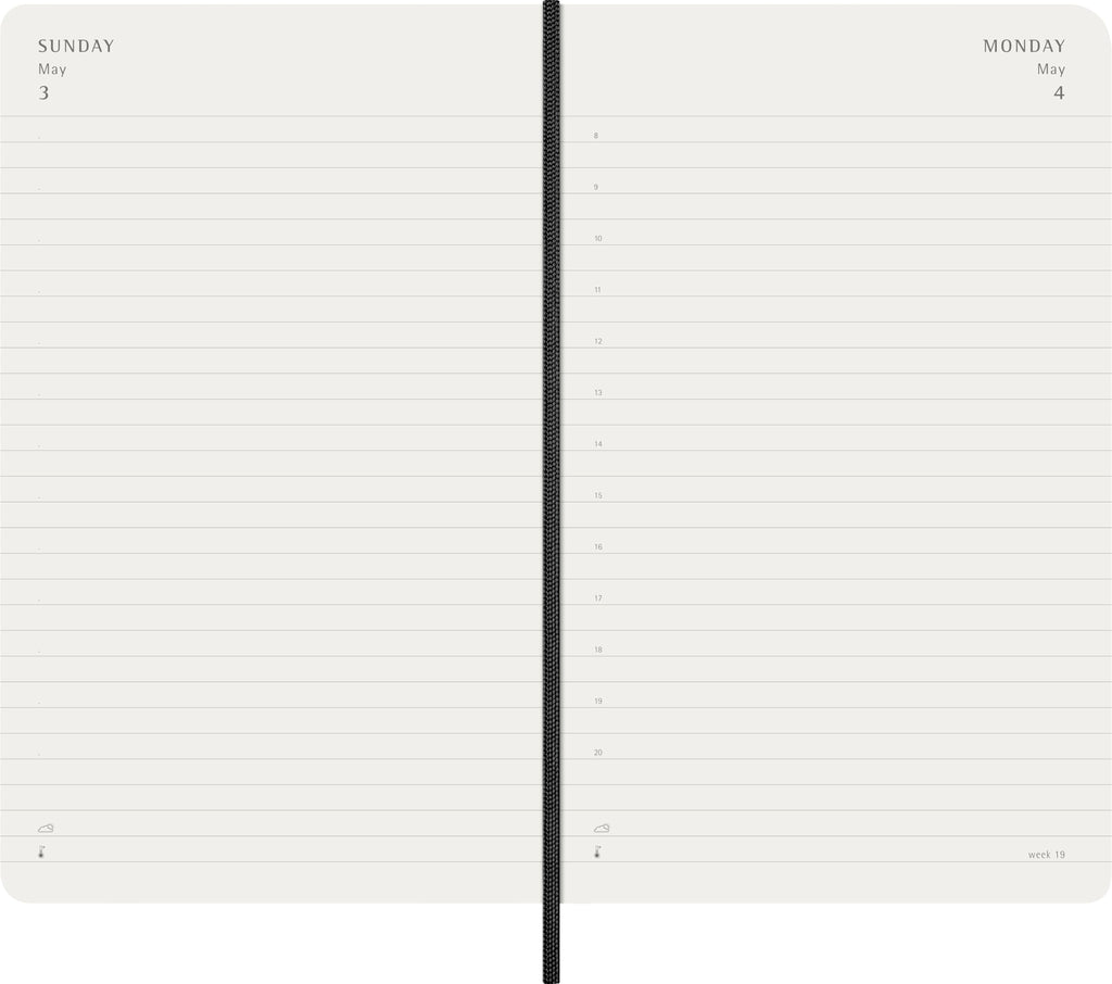 Moleskine Agenda Diaria, Agenda Diaria 2026 12 Meses, Con Tapa Blanda y Cierre Elástico, Formato Grande 13x21, Color Negro