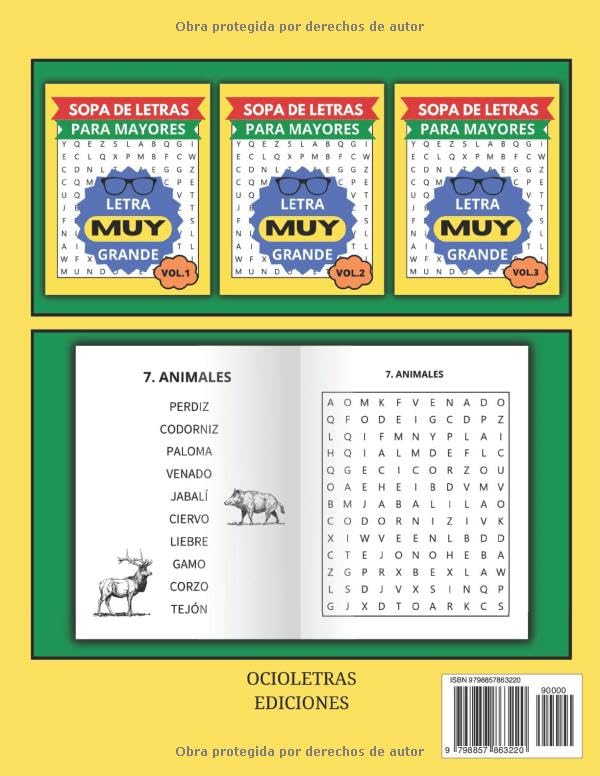 SOPA DE LETRAS PARA MAYORES CON LETRA MUY GRANDE: VOLUMEN 1