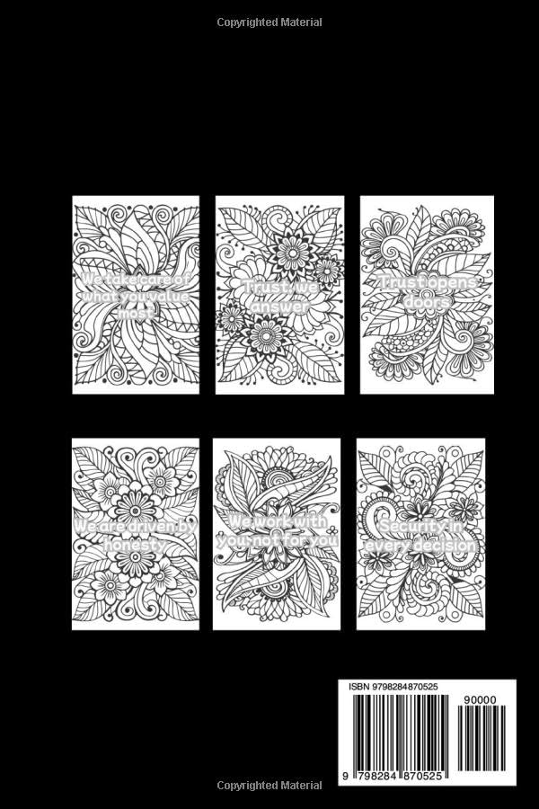 Zentangle flower coloring book with confidence-building phrases