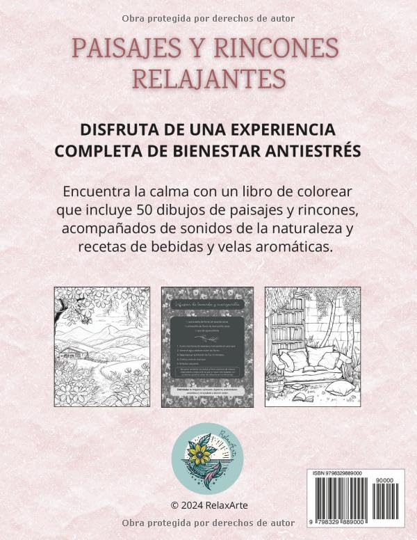 Paisajes y rincones relajantes: libro de colorear antiestrés para adultos (Calma y creatividad)