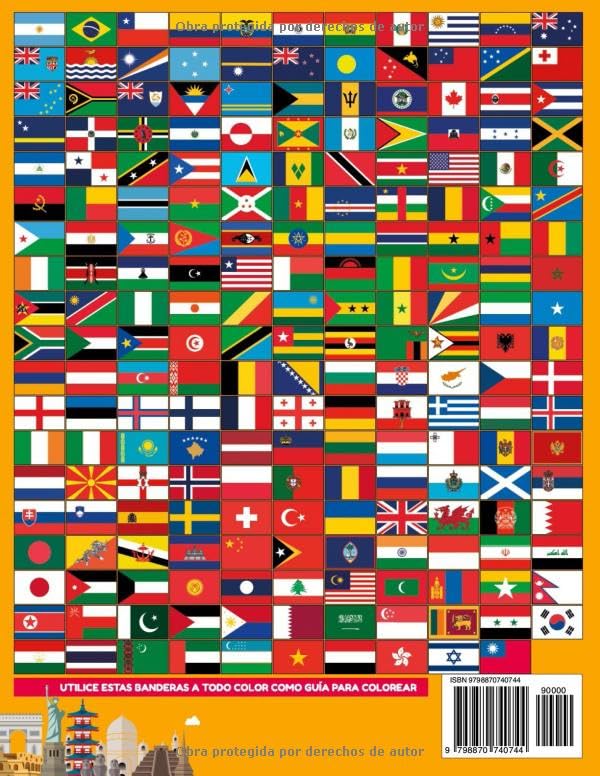 BANDERAS DEL MUNDO PARA COLOREAR (208 PAISES): Todos los Países, Capitales, Población, Monedas, Idiomas, Superficie y Banderas del mundo | Colorea las banderas de todos los países del mundo