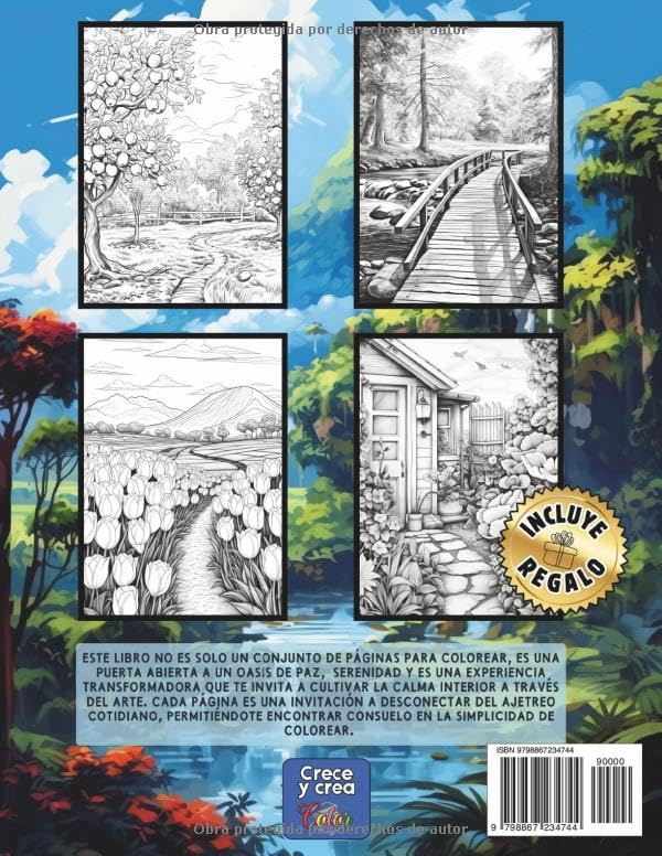 101 paisajes para relajar tu mente: libro de colorear para adultos. Terapia Artística para la mente, antiestrés, serenidad, concentración, mindfull, mindfullness