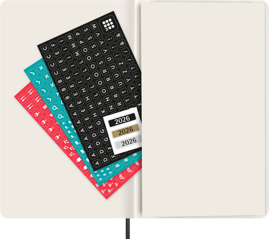 Moleskine Agenda Diaria, Agenda Diaria 2026 12 Meses, Con Tapa Blanda y Cierre Elástico, Formato Grande 13x21, Color Negro