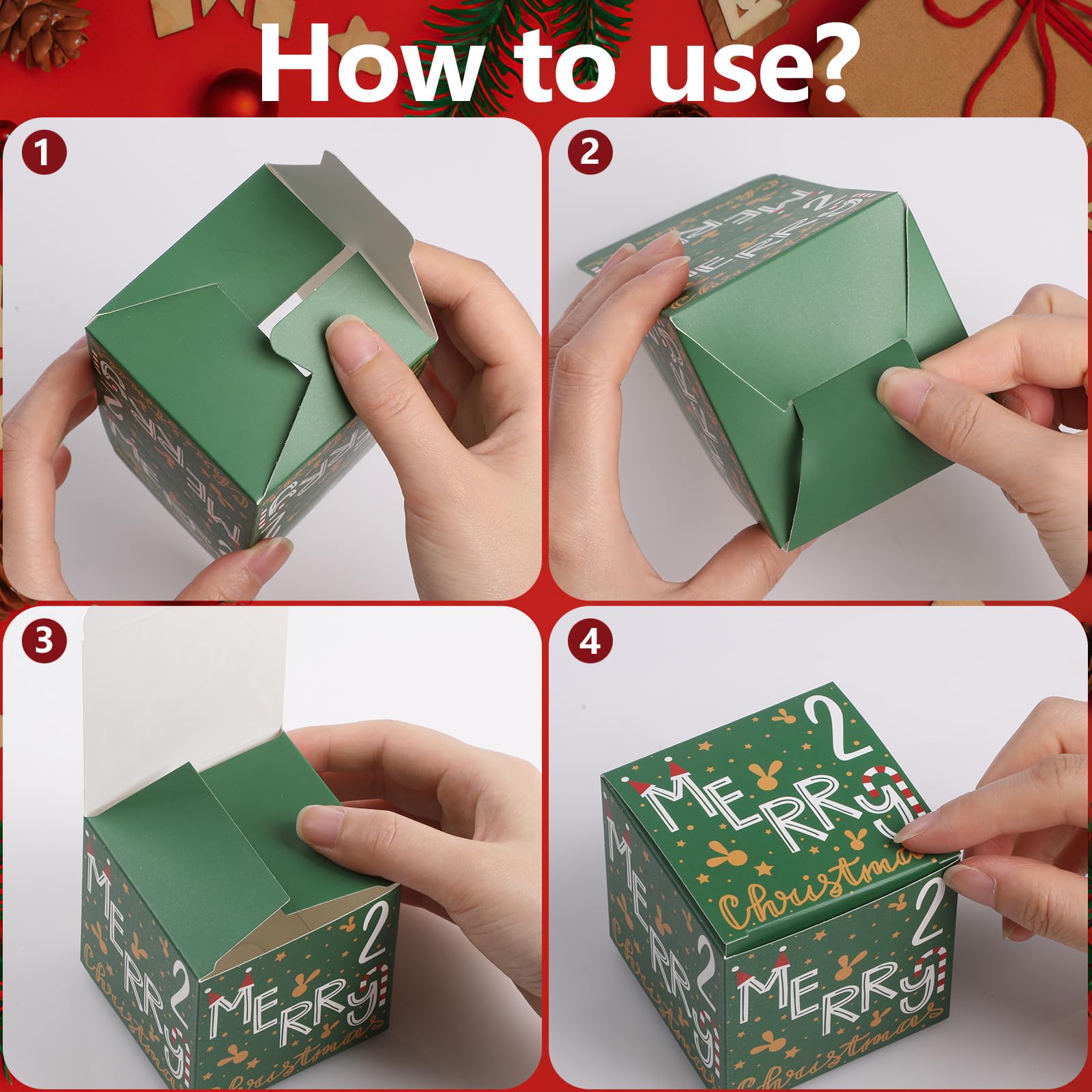 Calendario de Adviento 2024 para Navidad, KIKISML 24 Piezas Cajas de Cuenta Regresiva de Adviento de Navidad Cajas de Regalo Vacías Año Nuevo para Envolver Regalos Decoración Navideña