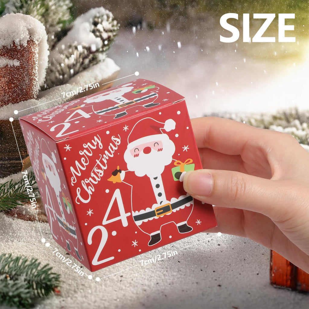 Calendario de Adviento 2024 para Navidad, KIKISML 24 Piezas Cajas de Cuenta Regresiva de Adviento de Navidad Cajas de Regalo Vacías Año Nuevo para Envolver Regalos Decoración Navideña