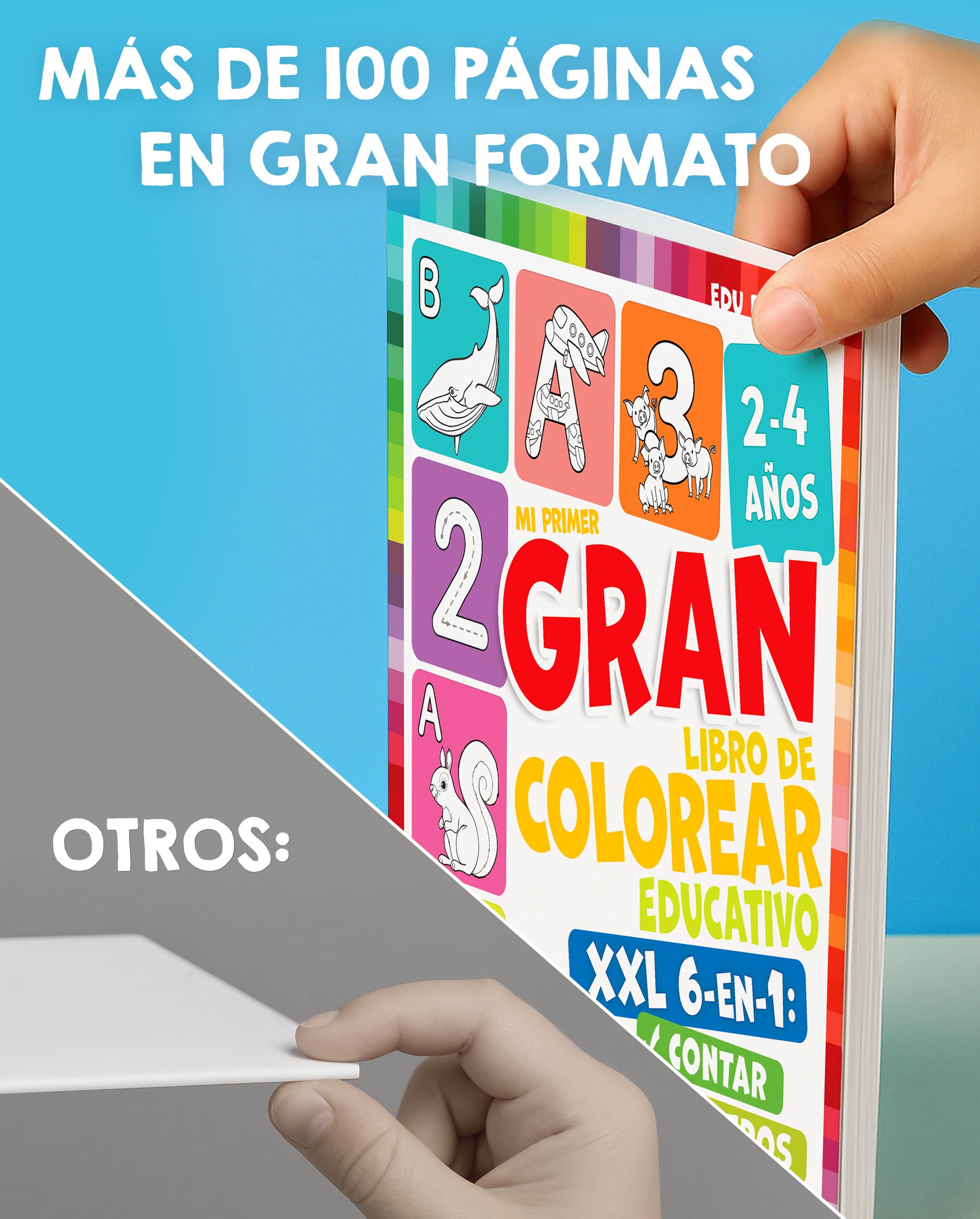 Mi primer gran libro para colorear educativo para niños de 2 a 4 años: Colorea y aprende animales, letras, números y formas