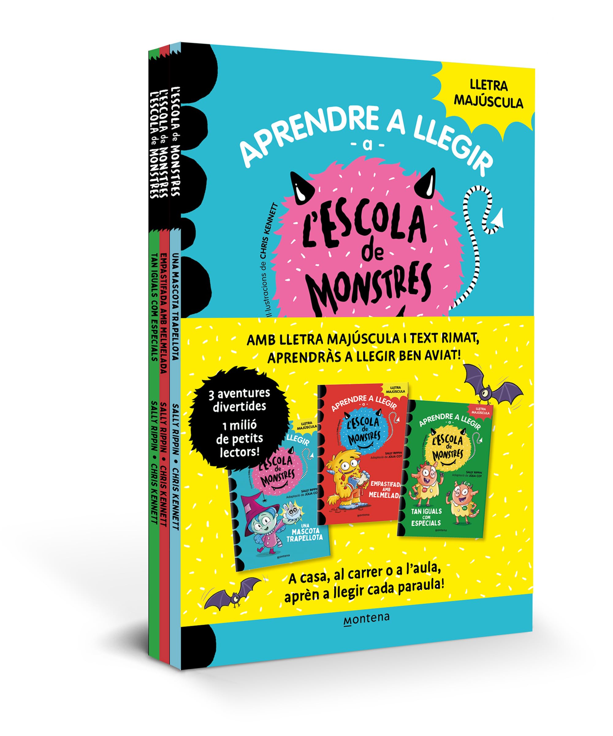 Aprendre a llegir a l'Escola de Monstres - Pack amb els llibres 1, 2 i 3: Amb lletra MAJÚSCULA (llibres per a nens a partir de 5 anys) (Montena)