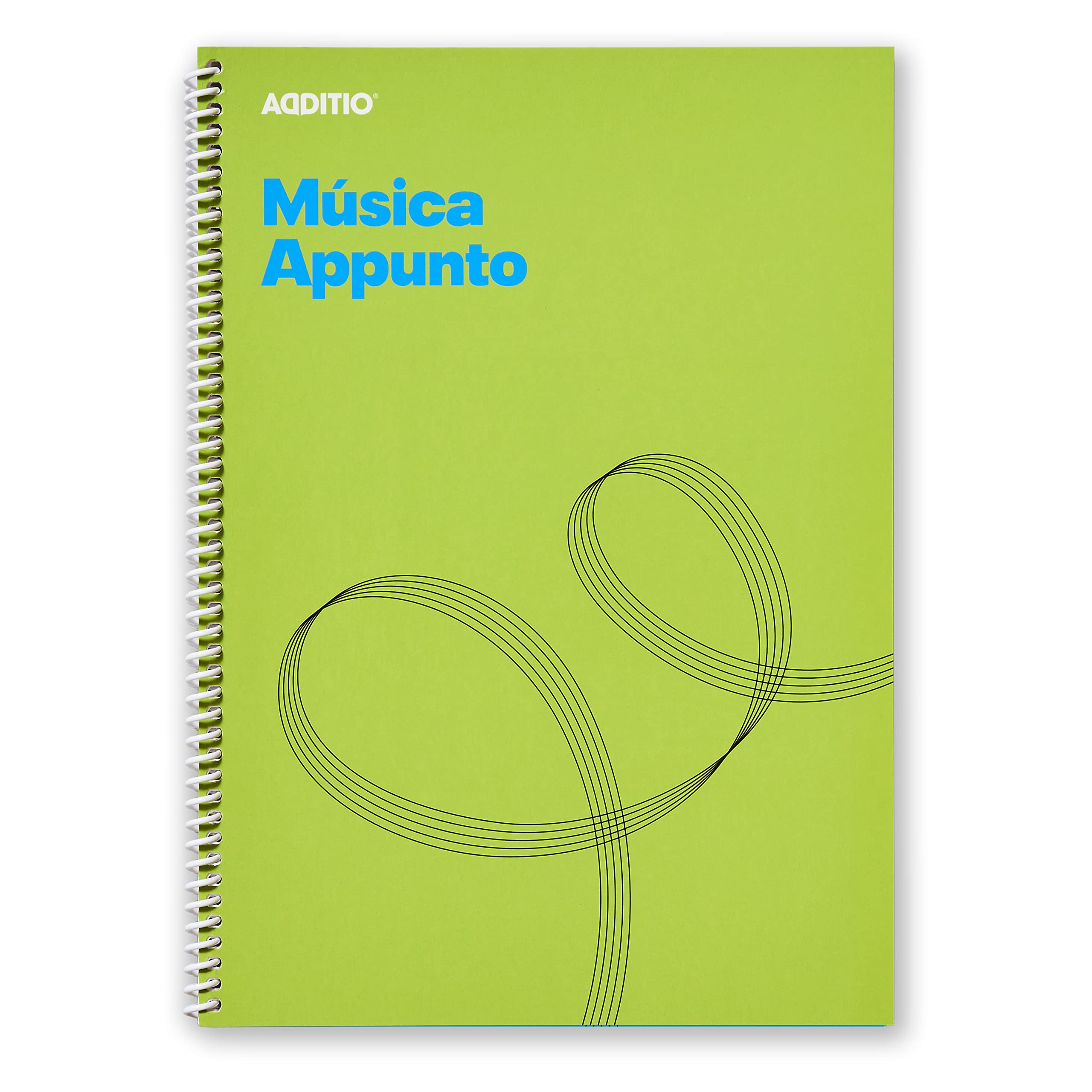 ADDITIO - Cuadernos de música APPUNTO | Adaptados a todas las edades y procesos de aprendizaje | 12 pentagramas de 9 mm | Páginas cuadriculadas | 40 páginas | A4 | Papel ecológico | Espiral | Verde
